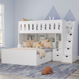Bunk beds with shelving