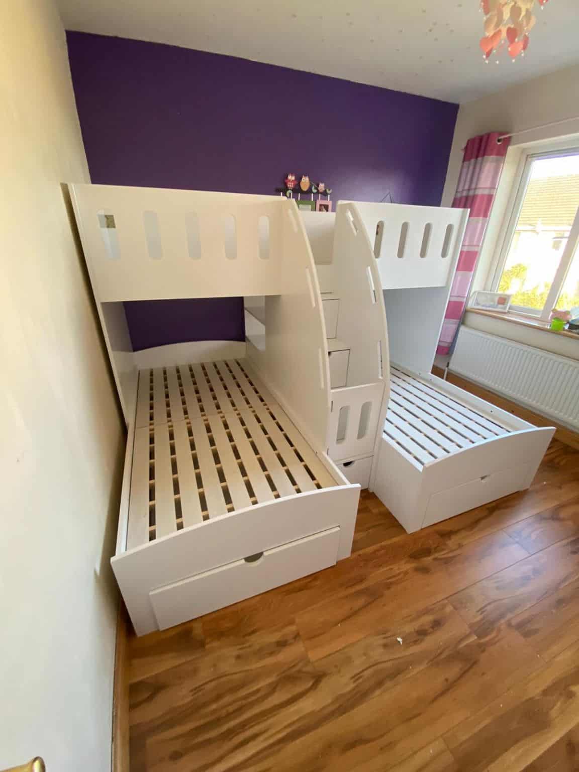 Triple Storage Bunk With Stairs And Bookshelf - MK Furnishings Kids ...