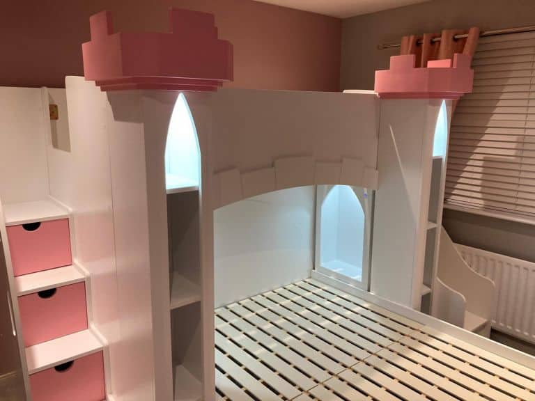 castle bed with slide and steps