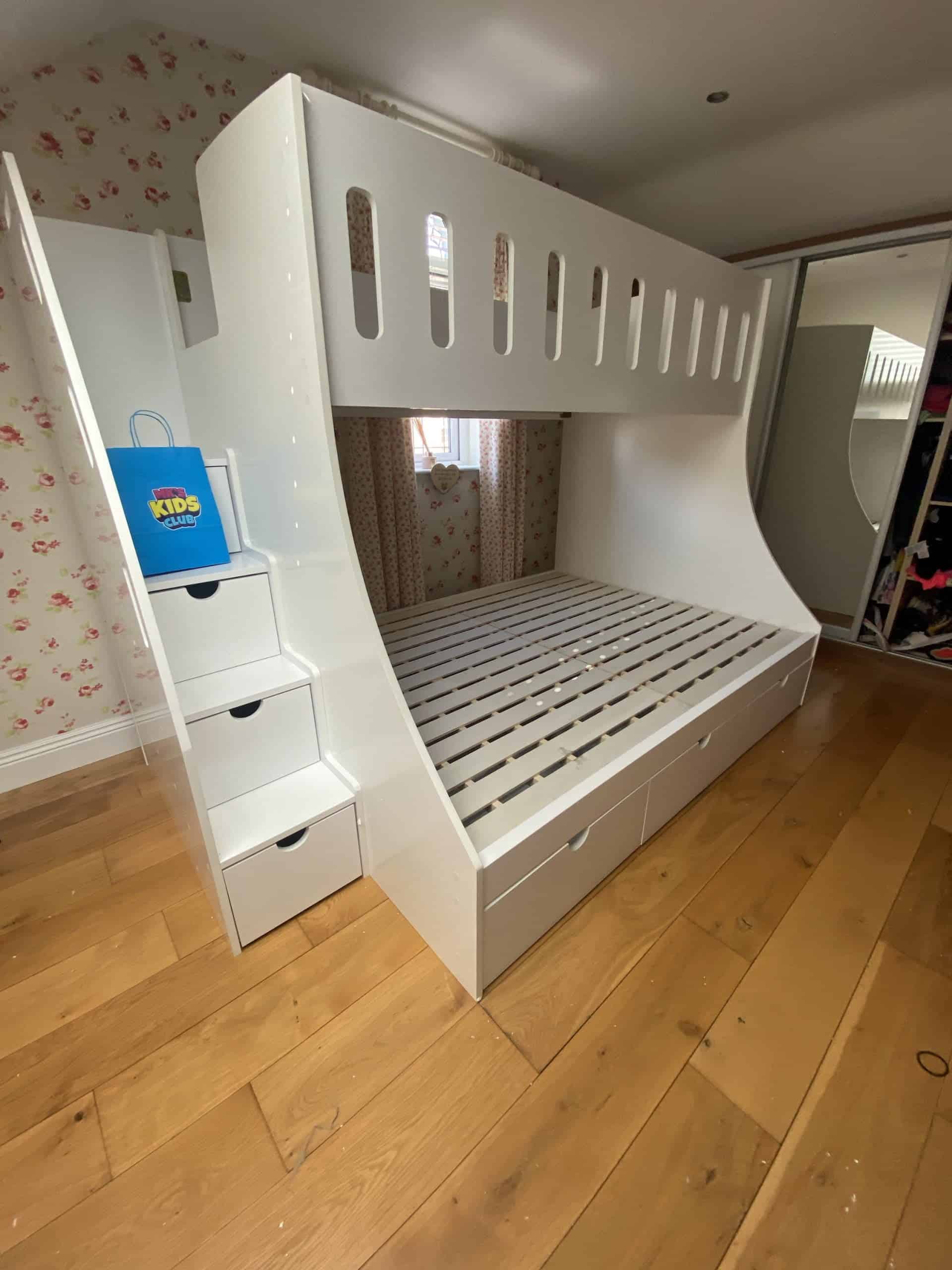 Double & Single Bunk Bed With Stairs