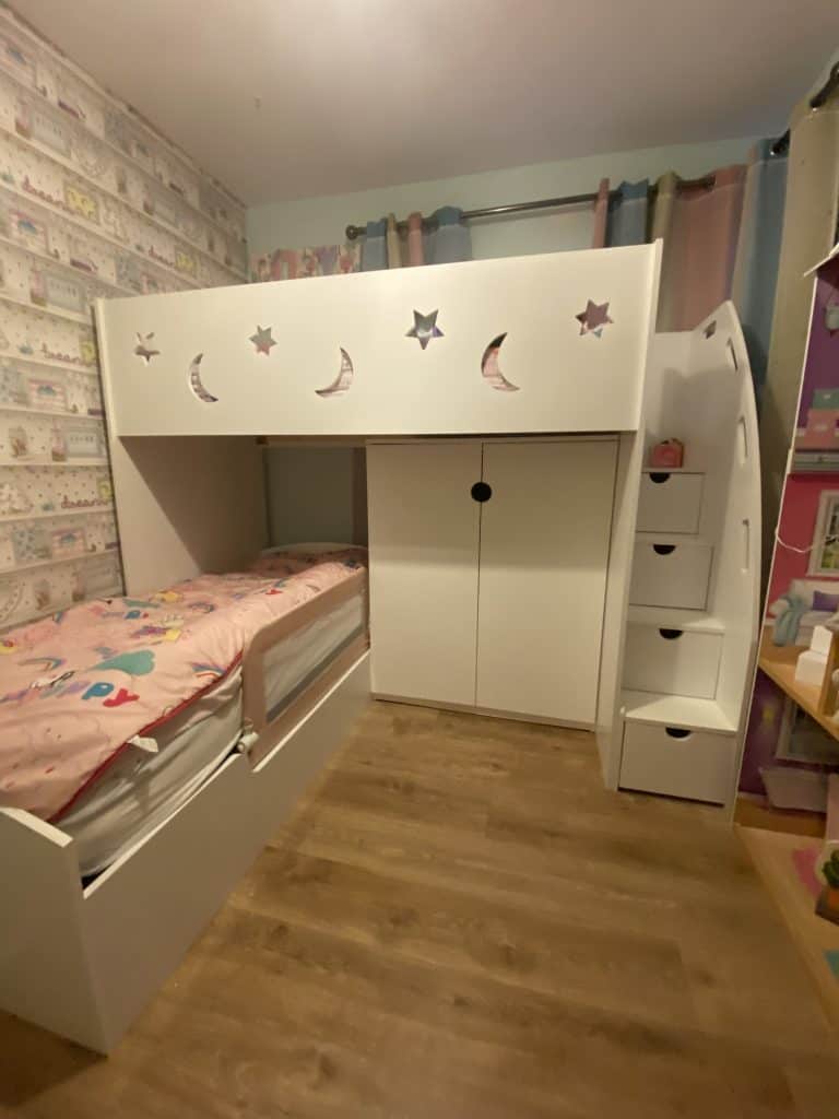 Girls single bed with stairs