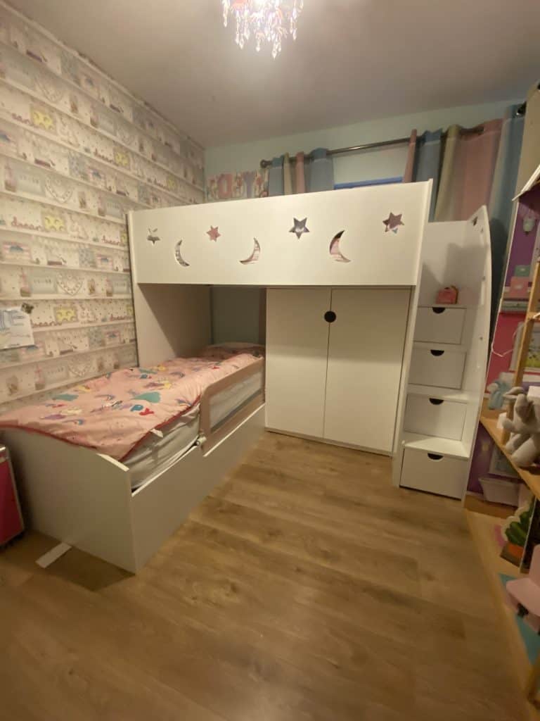 L Style Bed With Wardrobe