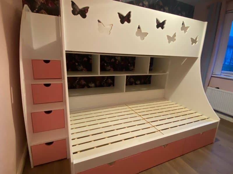 bunk bed with shelving