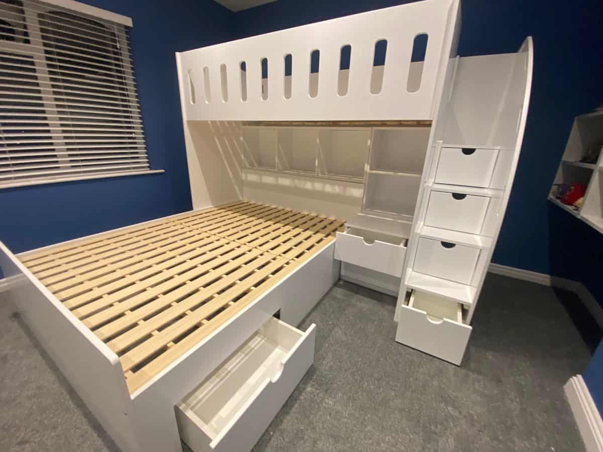 Full size l shaped shop bunk beds