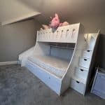 bunk bed with shelving