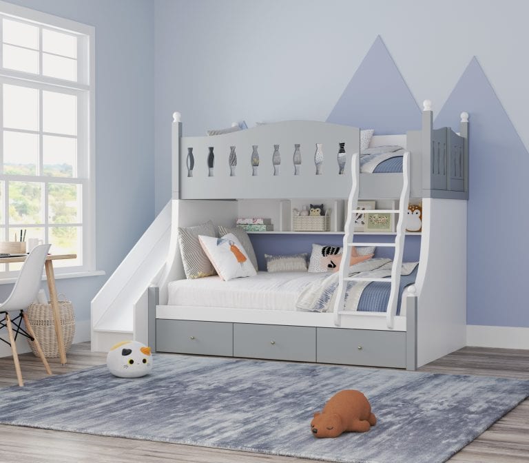 Single bunk bed with slide and ladder