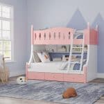 Single bunk bed with storage and ladder