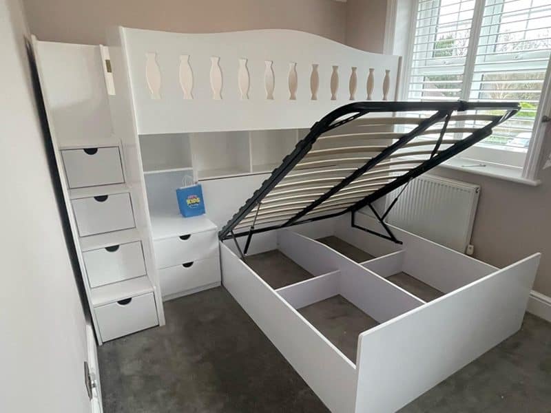 double and single L shape ottoman bed close view