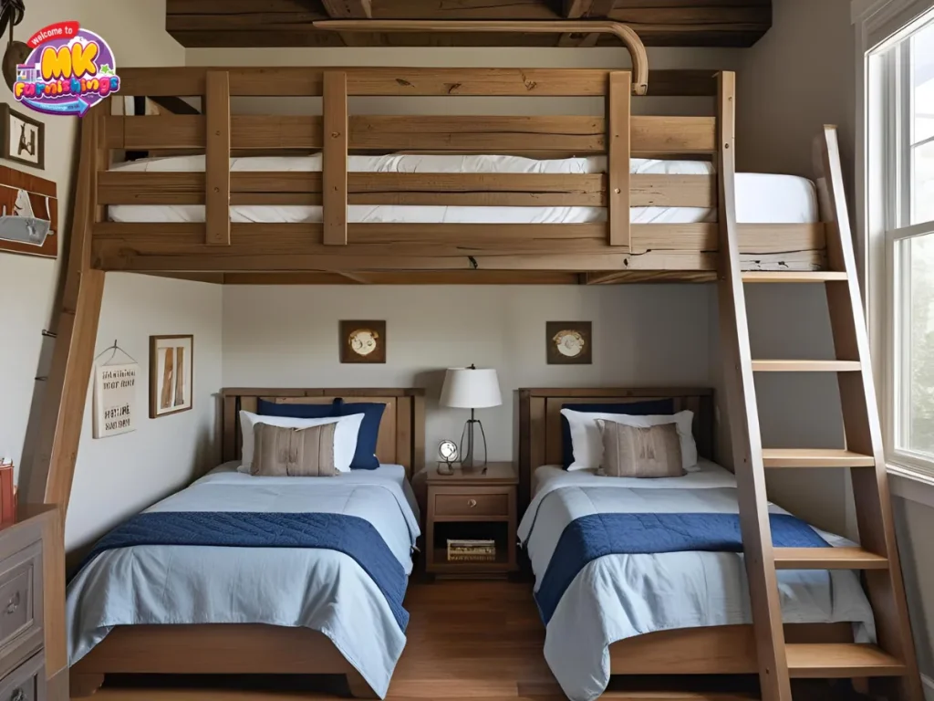 Rustic Wooden Triple Bunk