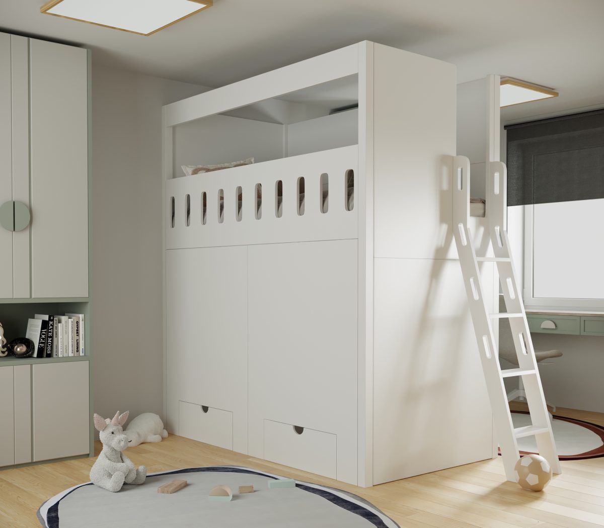 room divider bunk beds with ladder