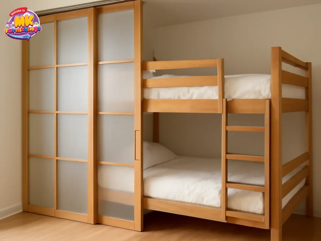 Bunk Beds Combined with Sliding Room Dividers