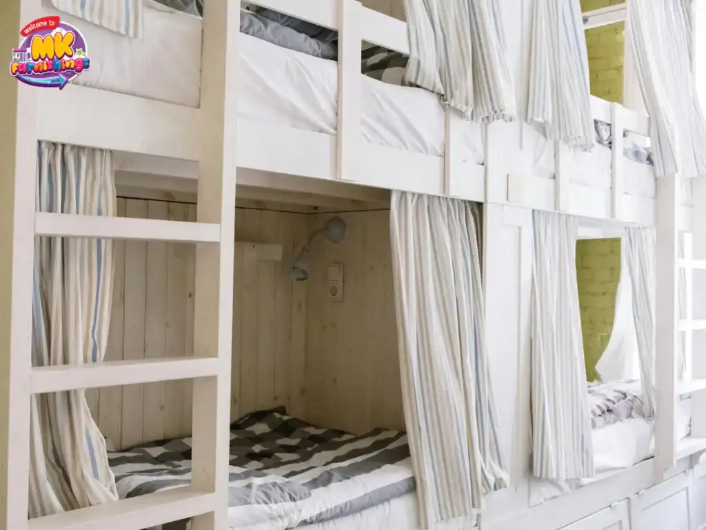 Bunk Beds with Fabric Room Divider Panels