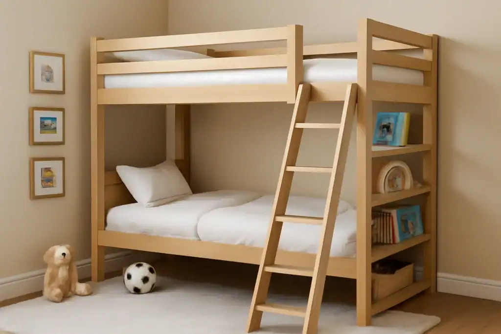 Convertible Cabin Bunk Bed with Adjustable Shelves