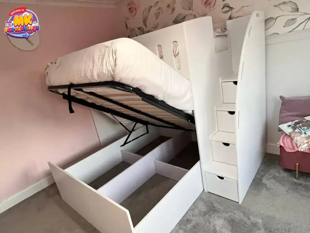 Space-Saving Split Bunk Beds with Under-Bed Storage
